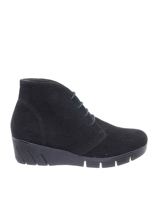Leder Stiefeletten Damen Schwarz