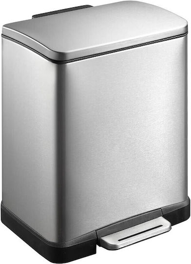 Eko E-Cube VB 926819 Κάδος Ανακύκλωσης από Ανοξείδωτο Ατσάλι με Πεντάλ Silver Matt 19lt