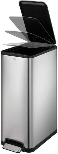 Eko Κάδος Eco Slim Απορριμμάτων από Ανοξείδωτο Ατσάλι με Πεντάλ Silver Matt 45lt