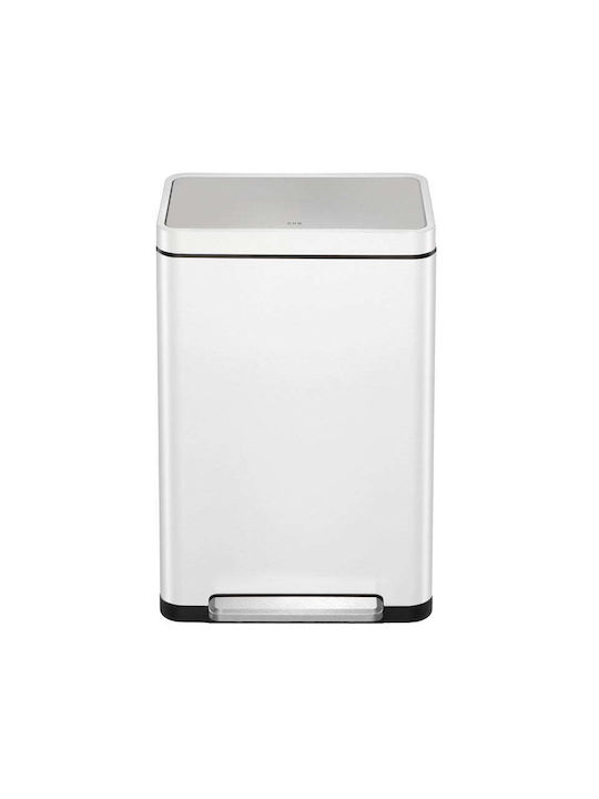 Eko Coș De Gunoi X-Cube VB 936840 De Reciclare Din Oțel Inoxidabil Cu Pedală Alb 40lt