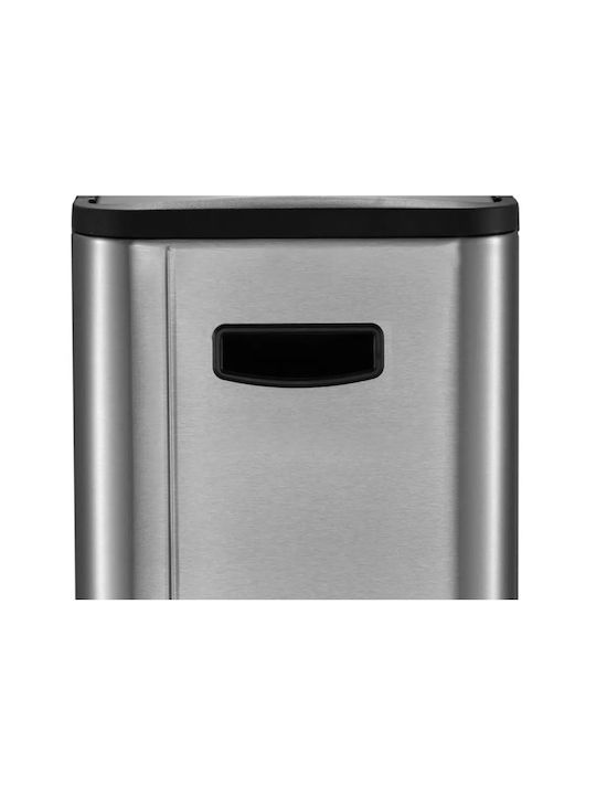 Eko Eco Slim Abfalleimer Recycling aus Edelstahl mit Pedal Silver Matt 40Es 1Stück