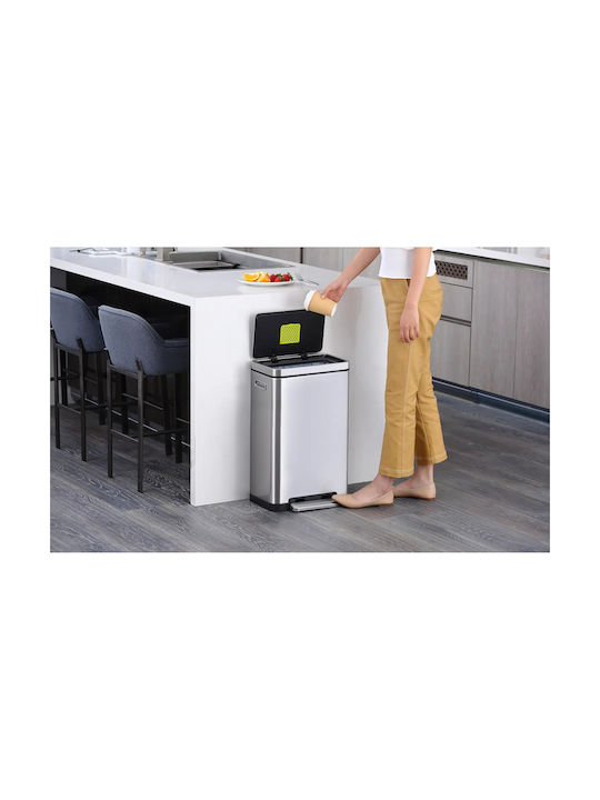 Eko X-cube Kitchen Кошче Отпадъци от Неръждаема стомана с Педал Сив 30лт 1бр