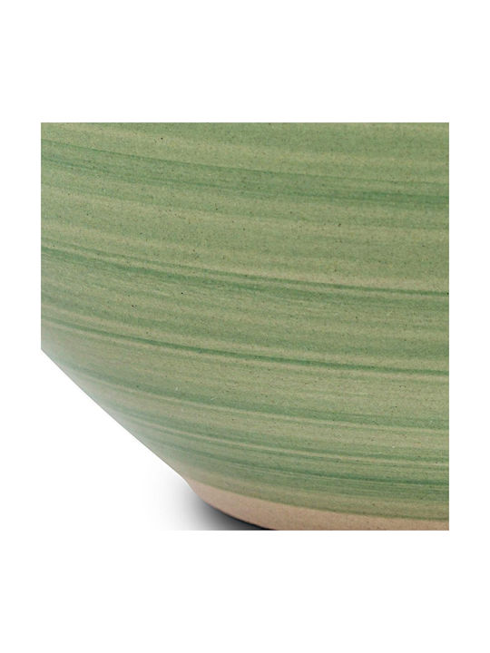 Nava Lines Cereal Serving Bowl Round Ceramic Oil Green with Diameter 14cm