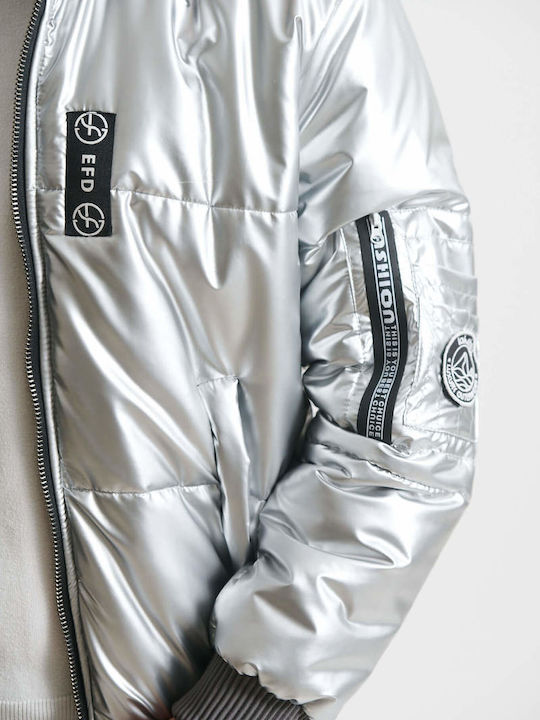 Winter Jacke Bomber Wasserdicht und Winddicht Silber