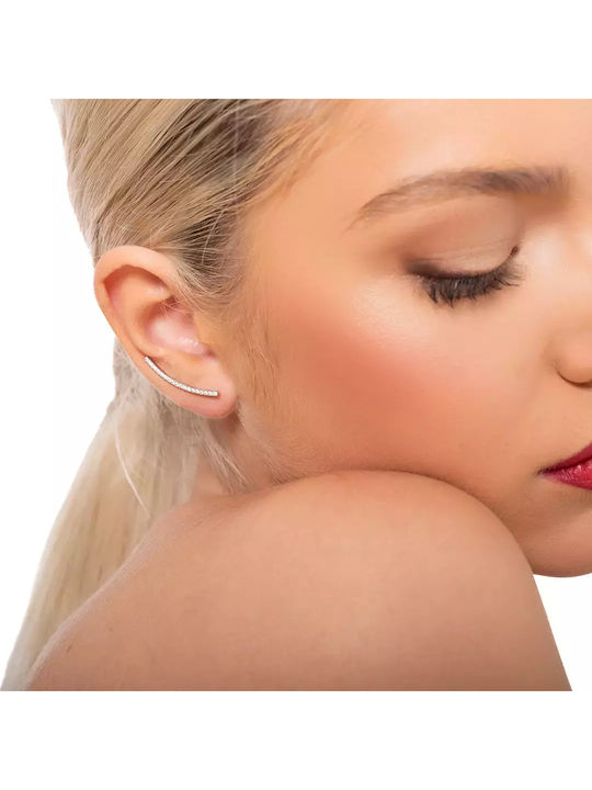 Oxzen Σκουλαρίκια Ear Climbers από Ασήμι με Πέτρες