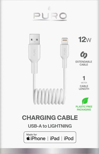 Puro Spiral USB-A to Lightning Cable 12W Λευκό 1m