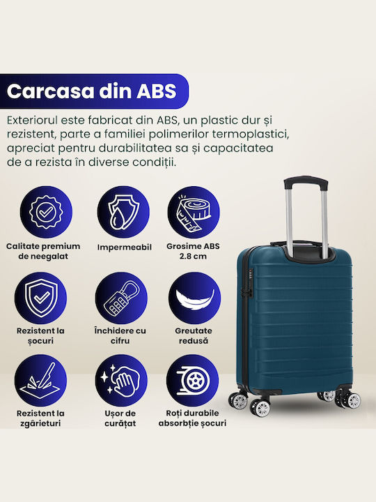 Quasar Line Travel Suitcases Hard Petrol Blue Maximum Height 55cm with 4 Wheels Set of 2pcs