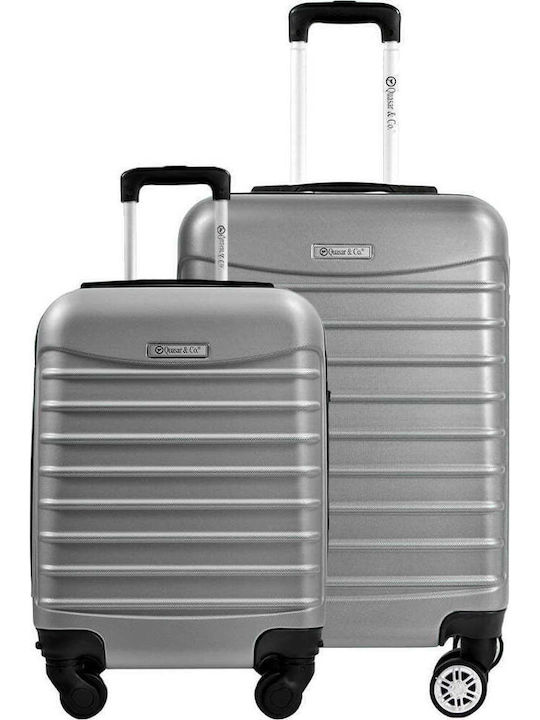 Quasar Line Reisekoffer Hartschalen Silver Maximalhöhe 55cm mit 4 Räder Set 2Stück