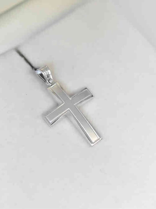 Herren Weißgold Kreuz 14K mit Kette