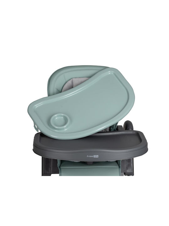 FreeOn Lan Foldable Baby Highchair 2 in 1 with Adjustable Height Mint