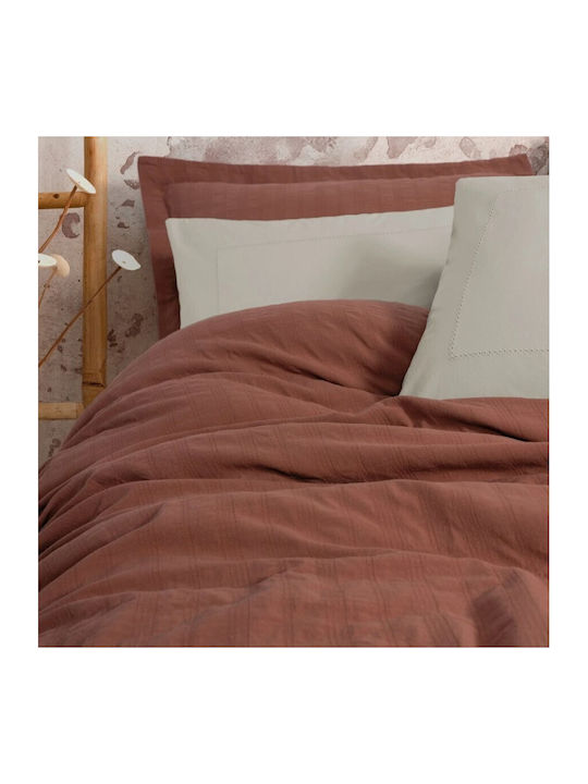 Cottonbox Set Paturi & Cuverturi Pat Supraînălțat Bumbac Roșu Cărămiziu 230x240cm
