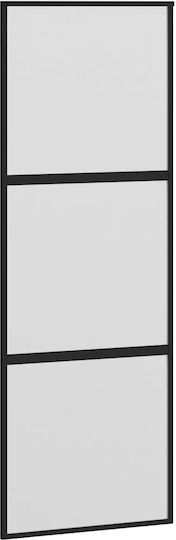 Set Feronerie Ușă Glisantă Vidaxl 76x205 Cm Sticlă & Aluminiu Negru