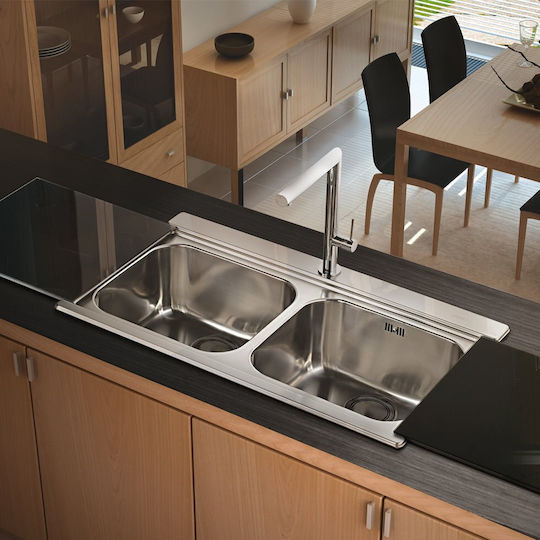 Apell Ένθετος Νεροχύτης Inox Σατινέ με Μπαταρία Μ89.7xΠ51cm Ασημί