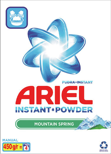 Ariel Mountain Spring Απορρυπαντικό Ρούχων σε Σκόνη για Πλύσιμο στο Χέρι με Άρωμα Mountain Spring 0.45kg (4 Μεζούρες)