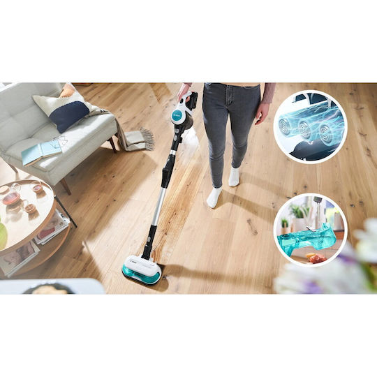 Bosch Unlimited 7 Презареждаща Вертикална Прахосмукачка 2 В 1 Stick И Ръчна 18V Тюркоазена