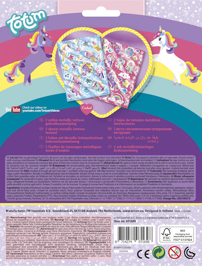 Temporary Tattoo Set Totum Unicorn 40 Pieces