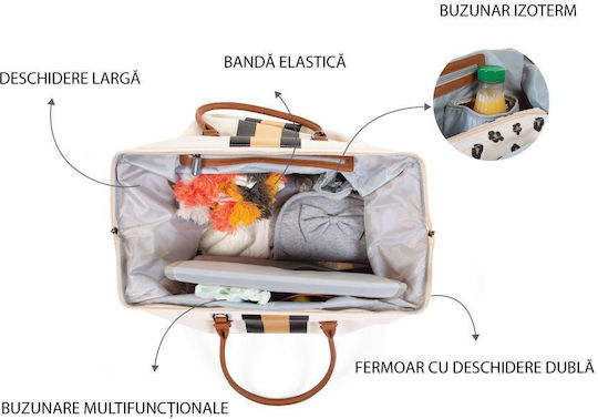 Childhome Geantă-Schimbător de Umăr/Mână Geantă de schimb Mommy Bag Bej 55x40cm.