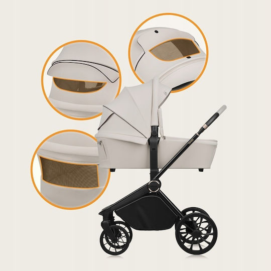 Lionelo Mika Adjustable 3 in 1 Baby Stroller Suitable for Newborn Beige Sand 10.9kg