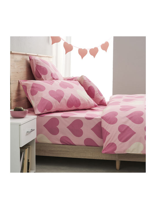 Charalambidis Textiles Salonica Σετ Σεντόνια Υπέρδιπλα 240x260εκ. Ροζ (4τμχ)