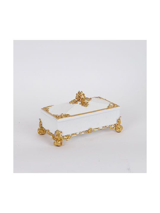 Estheti Home Dekoratives Polyresin-Behälter Weiß Gold 21,8x12x12cm 752-28619