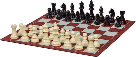 Travel Chess Set Plastic Pieces Tr03g King 96 mm + Folding Roll Chessboard 50 mm Squares + Bag