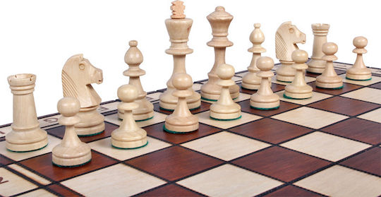 Wooden Tournament Chess Jupiter No 4 42x42cm Burned Weighted Metal