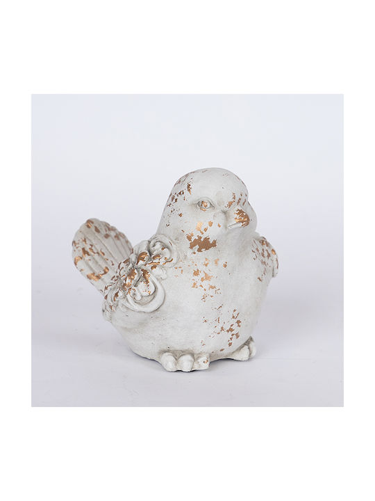 Tabletop Decorative White Concrete Bird 20.5x17x18cm Pack of 2 Pieces