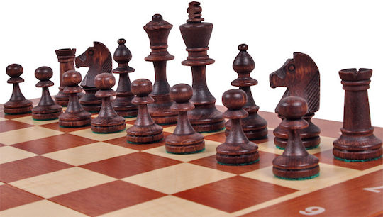 Турнирни Шах №4 42x42см Инкрустиран Красив Комплект С Резбовани Дървени Фигури Подарък За Деца Възрастни