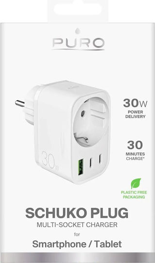 Puro Steckdosenleiste mit 1 USB-A und 2 USB-C