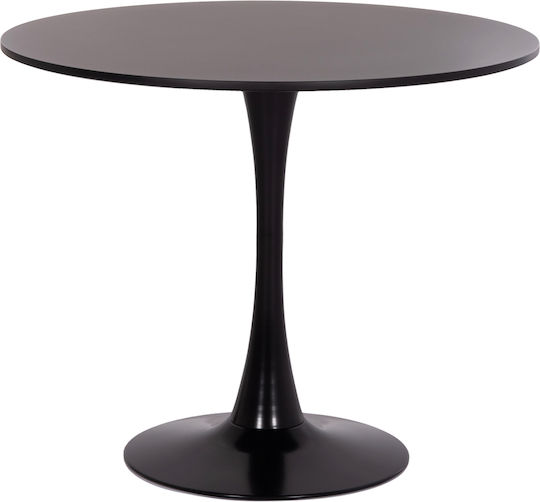 Brolin Round Table Dining Room Wooden Black Velvet-Black Metal 50x50x73cm