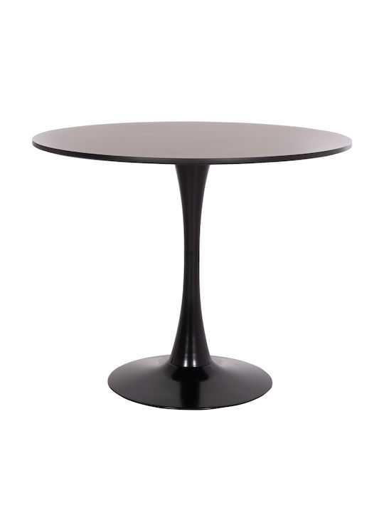 Brolin Round Table Dining Room Wooden Black Velvet-Black Metal 50x50x73cm