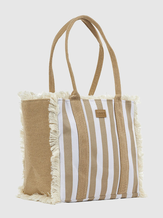 Verde Beach Bag From Beige Canvas
