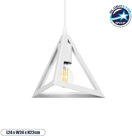 GloboStar Triangle Pendant Light White with Socket E27 24x24x86cm