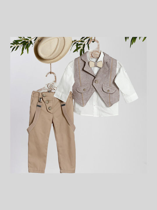 Baptismal Suit Boy Beige Kd-2412 Lollipop Bls-24-kd-2412