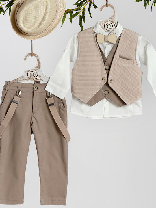 Baptismal Suit Boy Beige Kd-2414 Lollipop Bls-24-kd-2414