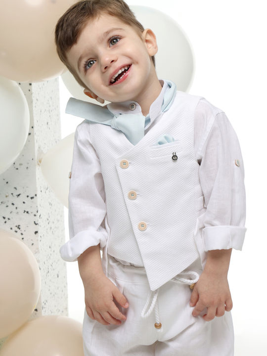Mi Chiamo Boys Baptism Suit with Vest White