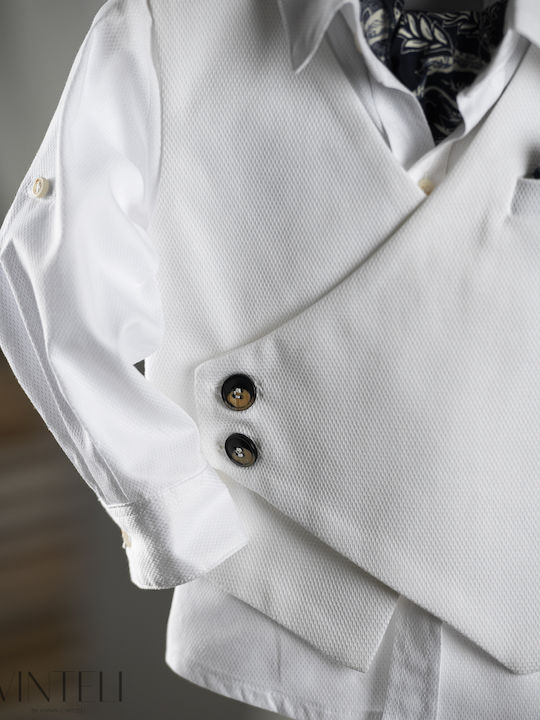 Vinteli Baptism Suit with Vest for Boy White