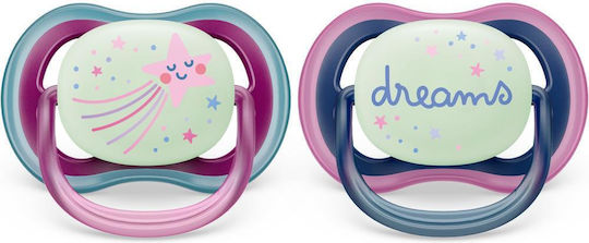 Philips Ultra Air Pacifiers Silicone Night Dreams/Star - Pink/Purple for 6-18 months 2pcs