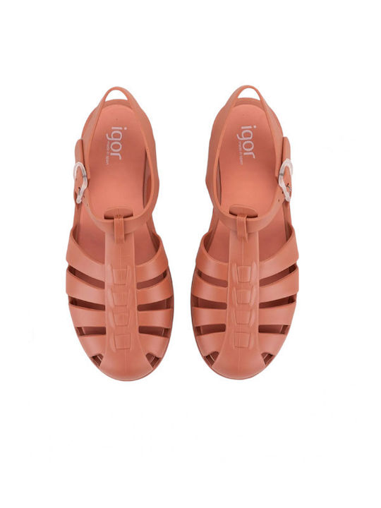 Women's Flat Sandals in Beige Color