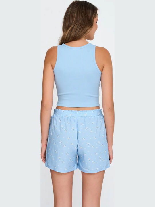 Women's Blouse Cotton Sleeveless Blue