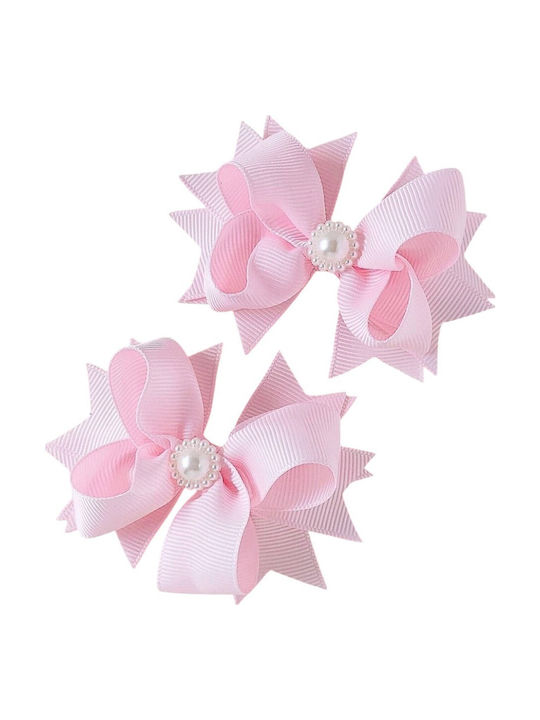 TakTakBaby Set of Kids Hair Clips with Rubber Band Multicolour in Pink Color 2pcs