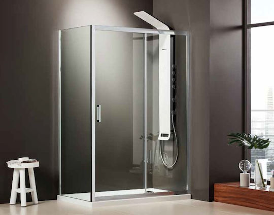 Ușă Duș 140cm 137-141x185cm Sticlă 6 mm Sticlă Curată 1 Fixă & 1 Glisantă Axis Slider 1+1 Slx140c-100