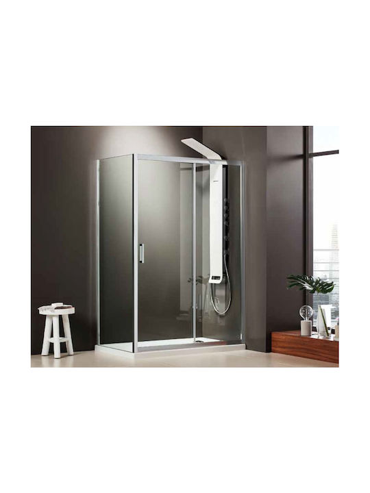 Shower Door 110xH185cm 6mm Glass Clean Glass 1 Fixed & 1 Sliding Panel Axis Slider 1+1 Slx110c-100
