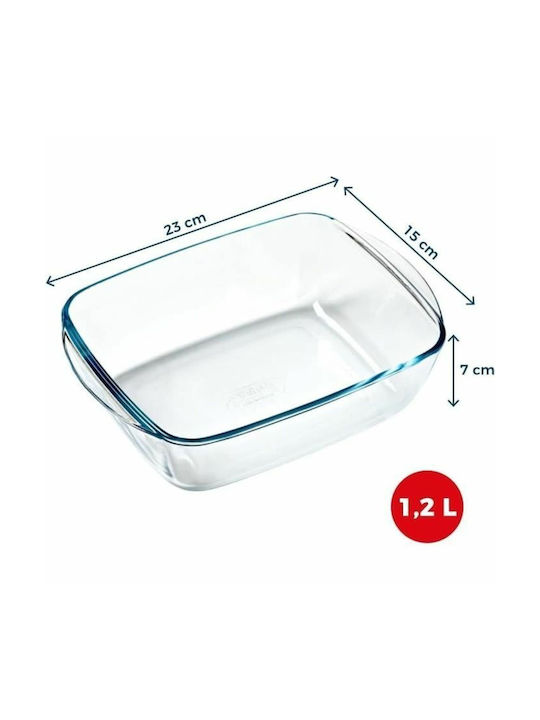 Pyrex Rectangular Vas de Gătit Rezistent la Căldură Sticlă 1100ml 1buc