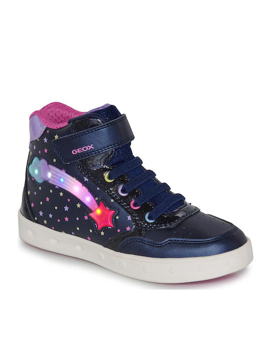 J Skylin Παιδικά Sneakers High Ανατομικά με Σκρατς Μπλε