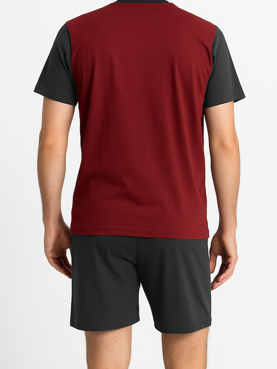 Lion Men's Summer Pajamas Set Bordeaux