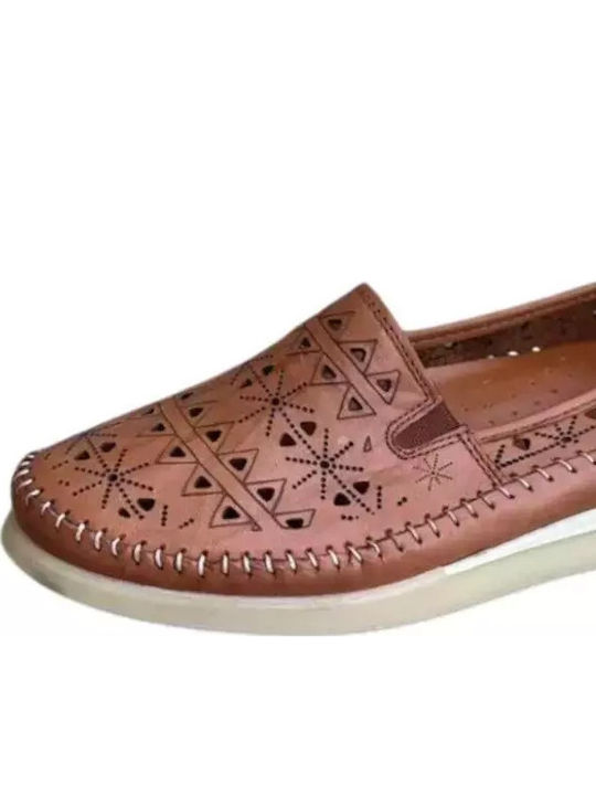 Leder Damen Loafers in Tabac Braun Farbe
