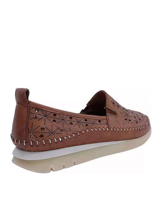 Leder Damen Mokassins in Tabac Braun Farbe