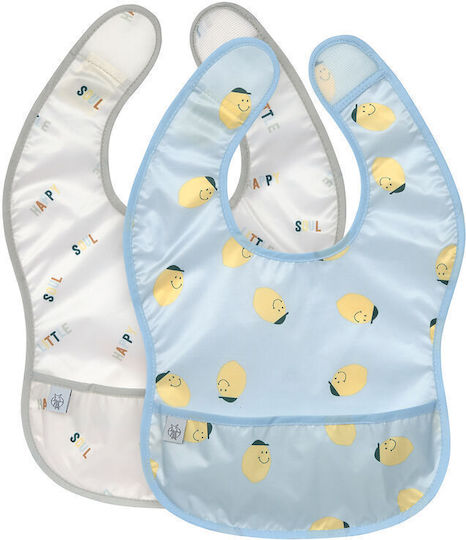 Laessig Waterproof Bib Fabric with Hoop & Loop Fastener & Pocket Lemon 2pcs