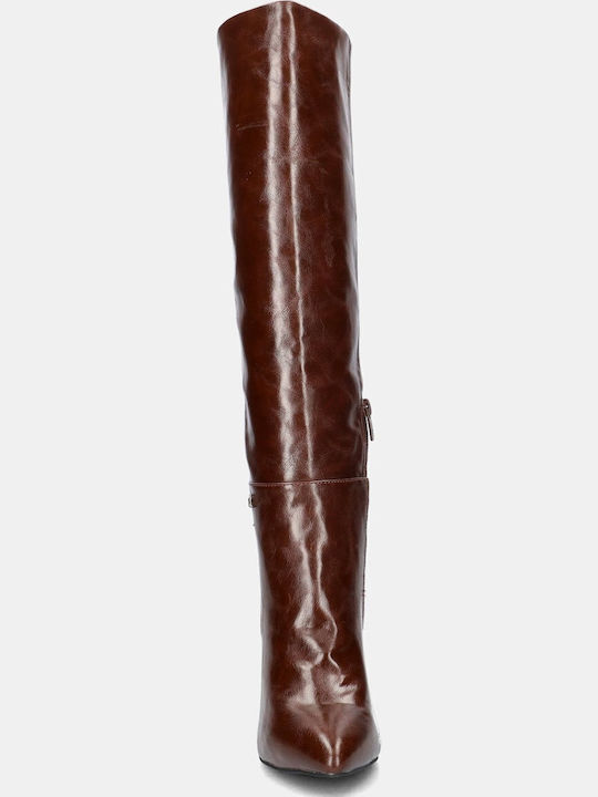 Synthetic Leather High Heel Women's Boots Krystal Tabac Brown